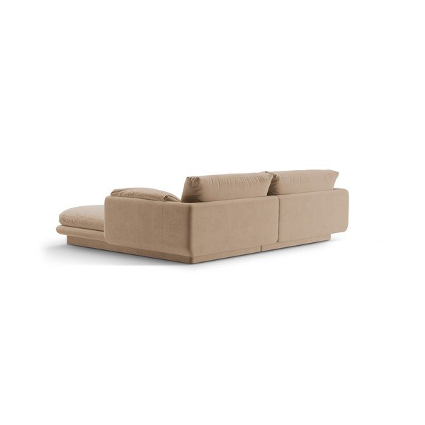 Divano angolare beige (con penisola a sinistra/con chaise lounge) con rivestimento in velluto Torino – Micadoni -image-3