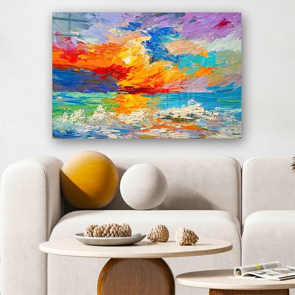 Pittura su vetro 100x70 cm Abstract Sunset - Wallity-image-1