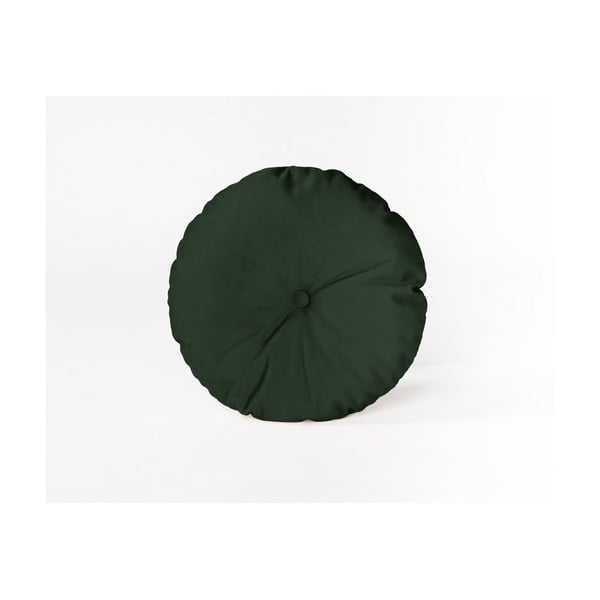 Cuscino decorativo rotondo con rivestimento in velluto Verde scuro, ⌀ 35 cm - Velvet Atelier