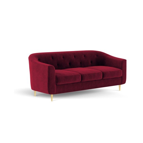 Divano in velluto rosso Corde, 175 cm - Kooko Home-image-4