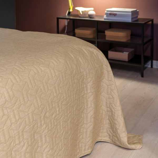 Copriletto beige in cotone riciclato per letto matrimoniale 250x250 cm Trio - Mette Ditmer Denmark-image-1