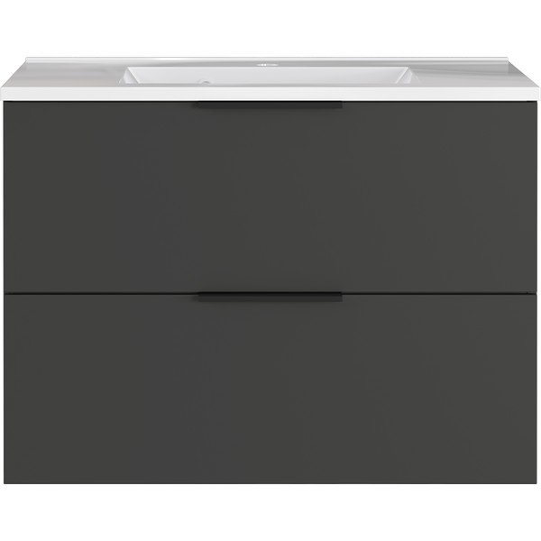 Mobile con lavello color antracite opaco da appendere 81x61 cm Crandon – Germania-image-2