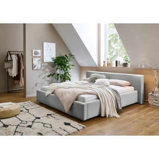 Letto matrimoniale imbottito grigio con contenitore con rete inclusa 180x200 cm Cube – Meise Möbel