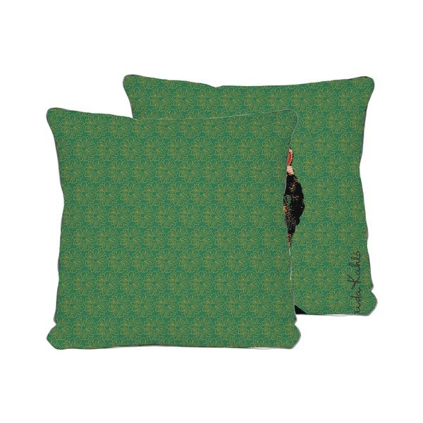 Federa reversibile in lino Frida Draw, 45 x 45 cm - Madre Selva-image-1