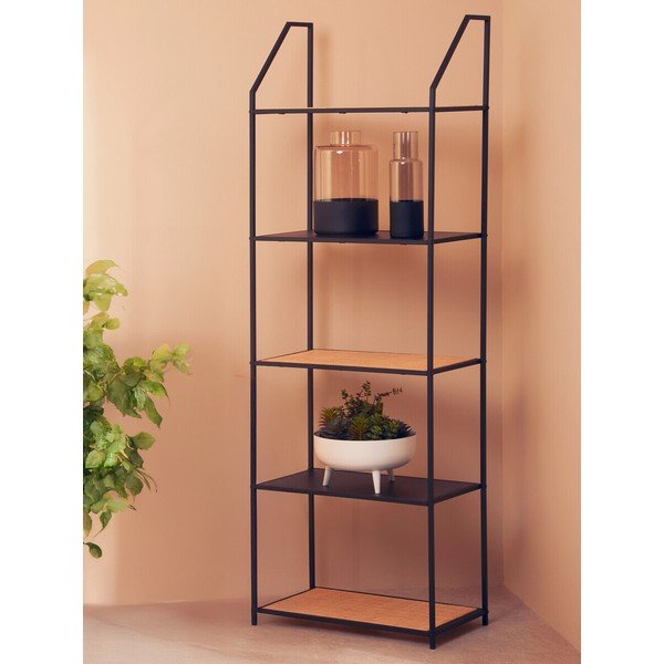 Scaffale nero/di colore naturale in metallo 61x179x34 cm Depok – Premier Housewares-image-2