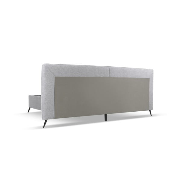 Letto matrimoniale imbottito grigio con contenitore e griglia 180x200 cm Walter - Milo Casa-image-3