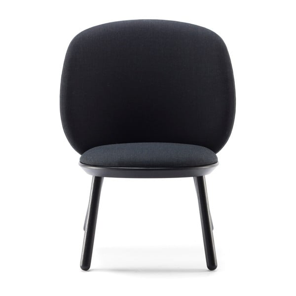 Poltrona nera con struttura in frassino e dettagli in pelle Naïve - EMKO