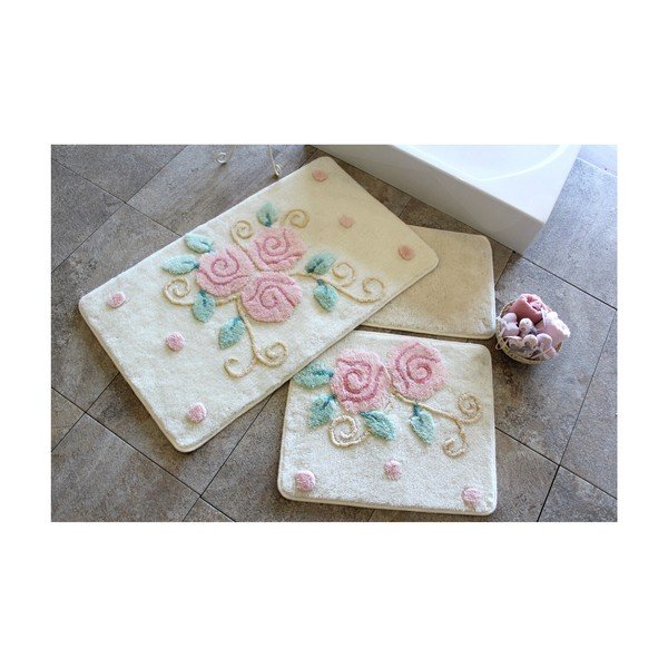 Set di 3 tappeti da bagno Flowerins - Foutastic
