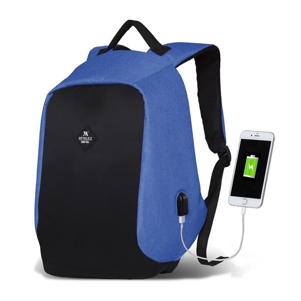 Zaino nero e blu con porta USB My Valice SECRET Smart Bag - Myvalice