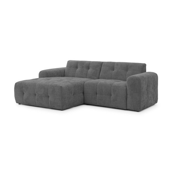 Divano angolare grigio scuro (con penisola a sinistra/con chaise lounge) Melva – Ropez