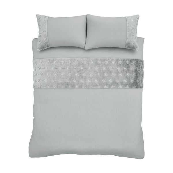 Biancheria da letto micro felpata grigia , 200 x 200 cm Cosy Snowflake - Catherine Lansfield-image-4