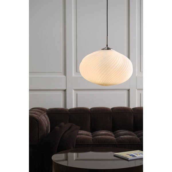 Lampadario bianco/argentato in vetro opale con intensità regolabile ø 50 cm Meringue – Jotex-image-1