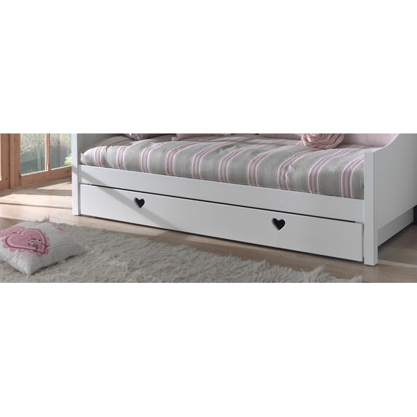 Letto per bambini in legno di pino bianco con letto estraibile con contenitore 90x200 cm AMORI - Vipack-image-4