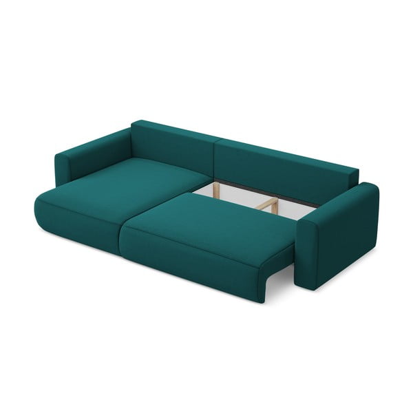 Divano angolare turchese allungabile/con contenitore (con penisola a sinistra/con chaise lounge) con rivestimento in velluto Kapua – Makamii-image-3