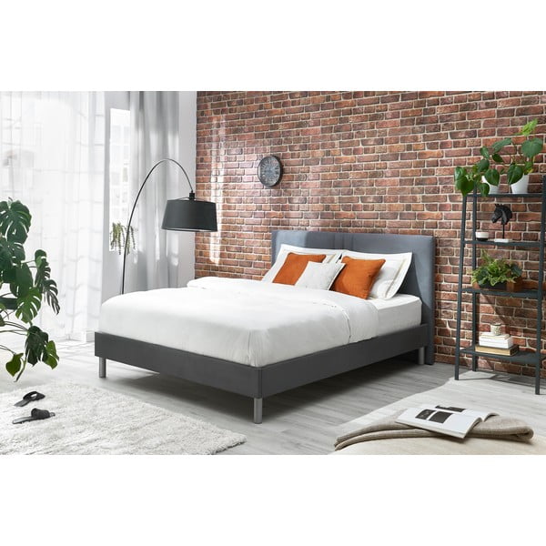 Letto matrimoniale imbottito nero con griglia 160x200 cm Kerry - Bobochic Paris-image-3