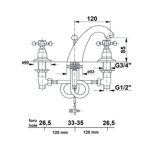 Rubinetto per lavandino color bronzo Antea – Sapho-image-1