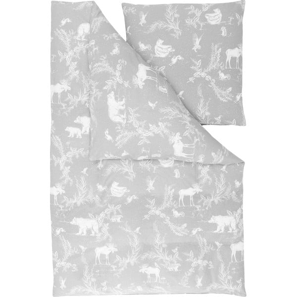 Biancheria da letto in flanella grigia per letto singolo , 155 x 220 cm Animal Toile - Westwing Collection