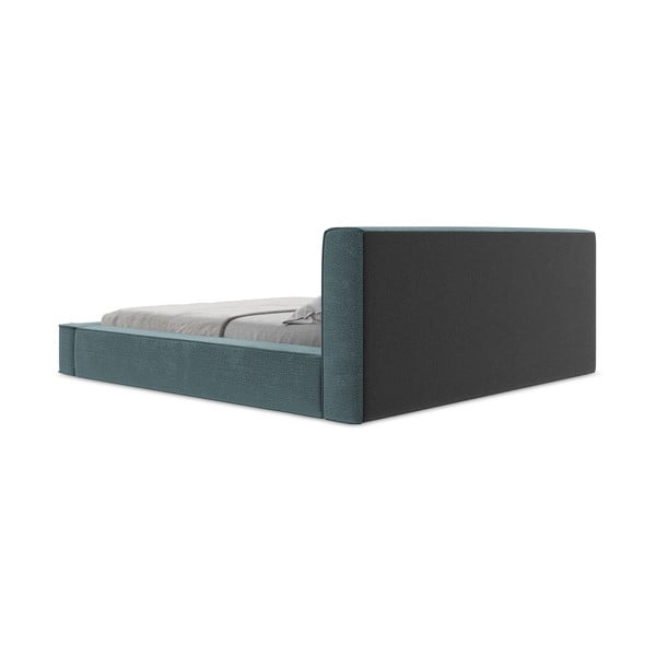 Letto matrimoniale imbottito blu con contenitore e rete inclusi 180x200 cm Noho – Makamii-image-2