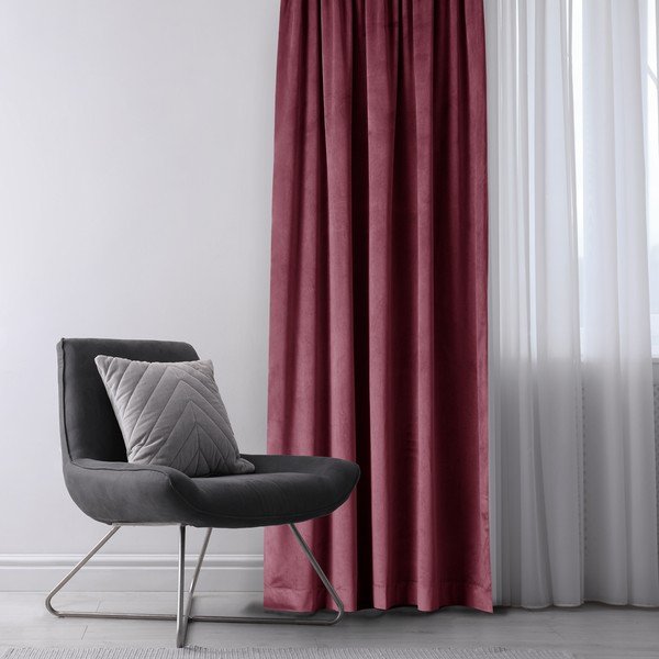 Tenda parzialmente oscurante burgundy/rosa in velluto 140x270 cm Eyelets – Restilo-image-1