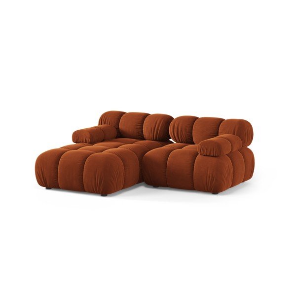 Divano angolare componibile color terracotta (con penisola a sinistra/con chaise lounge) con rivestimento in velluto – Micadoni -image-2