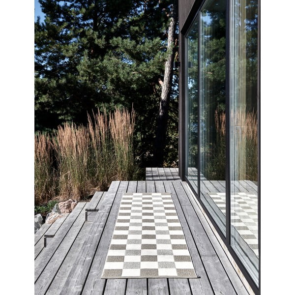 Passatoia da interno/esterno beige/color crema 70x300 cm Pix Dark Linen – Pappelina-image-4