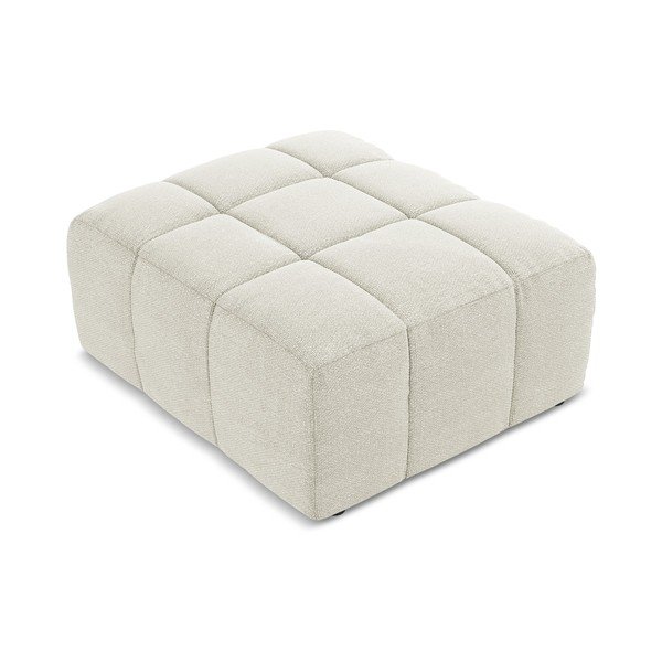 Poggiapiedi beige con rivestimento in bouclé Aloha – Makamii-image-2