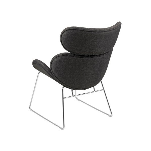 Poltrona grigio scuro con gambe cromate Cazar - Actona