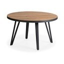 Tavolino da salotto rotondo nero/di colore naturale con piano effetto rovere ø 80 cm Sindi – Marckeric