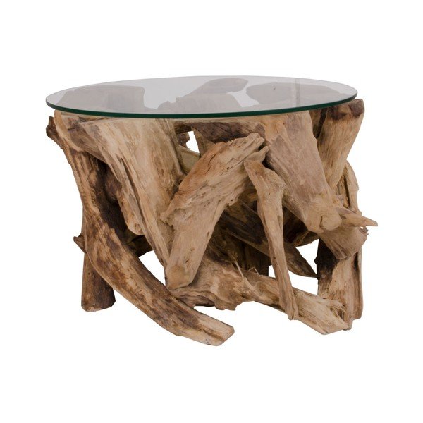 Tavolino rotondo marrone con piano in vetro ø 60 cm Grand Canyon - House Nordic
