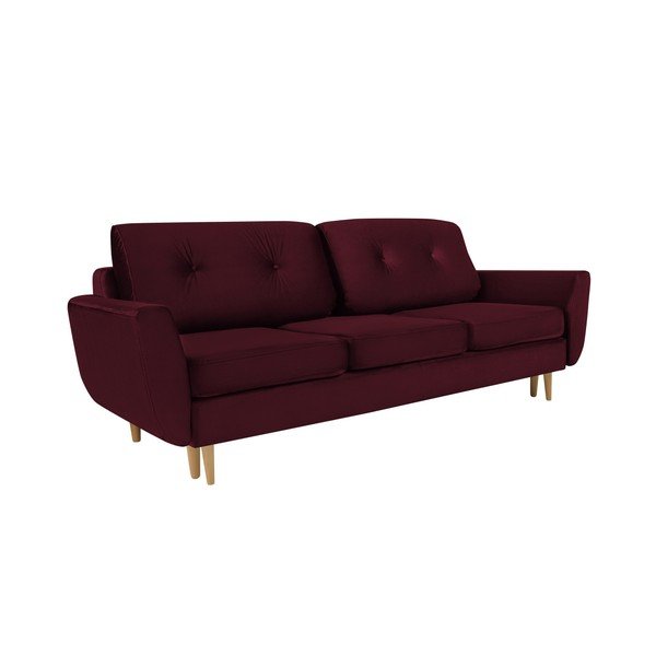 Divano letto a tre posti Silva rosso bordeaux con contenitore - Mazzini Sofas