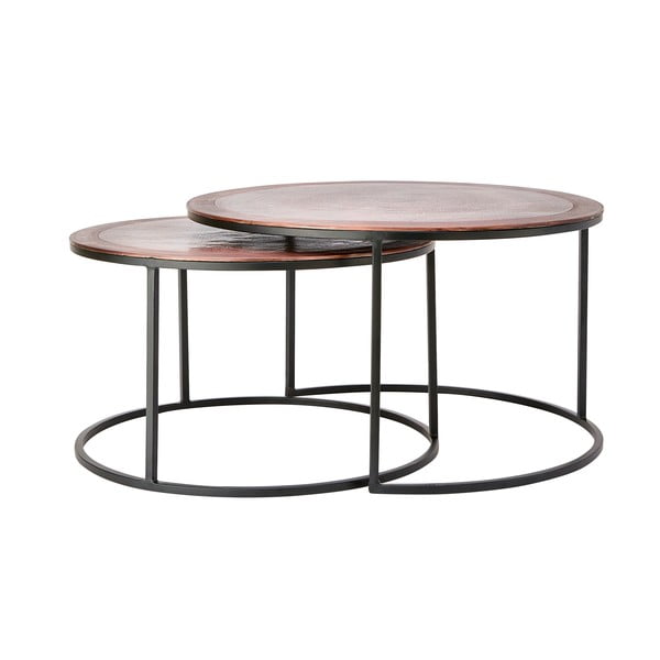 Tavolini rotondi in metallo color rame in set di 2 pezzi ø 75 cm Talca - Light & Living