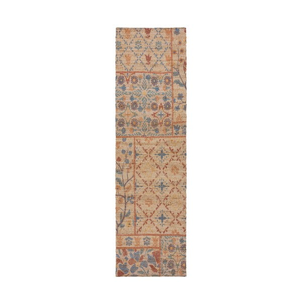 Passatoia in misto juta tessuta a mano di colore naturale 60x230 cm Taylor Patchwork - Flair Rugs