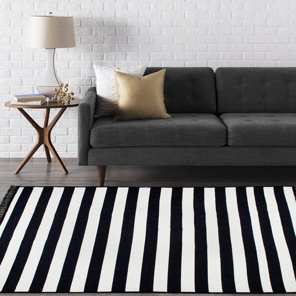 Tappeto bifacciale in bianco e nero Sentinus, 120 x 180 cm - Cihan Bilisim Tekstil-image-1