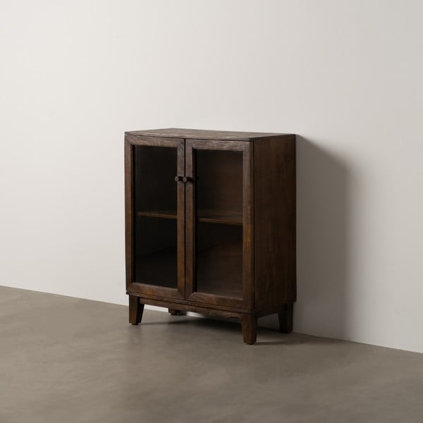 Vetrina marrone in mango massiccio 80x100x40 cm Ravi – Ixia-image-3