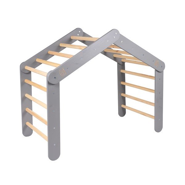 Pikler triangolo montessori grigio in pino massiccio 61x112x94 cm Montessori – Meowbaby