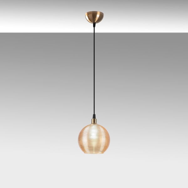Lampadario in giallo ocra/dorato con paralume in vetro ø 15 cm Muzo – Opviq lights-image-3