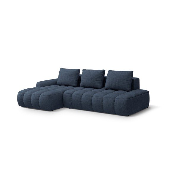 Divano angolare blu scuro allungabile/con contenitore (con penisola a sinistra/con chaise lounge) Linz – Cosmopolitan Design-image-2