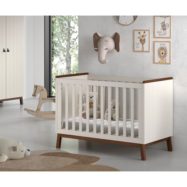 Lettino beige in pino massiccio con altezza regolabile 60x120 cm Sezane – Vipack-image-1