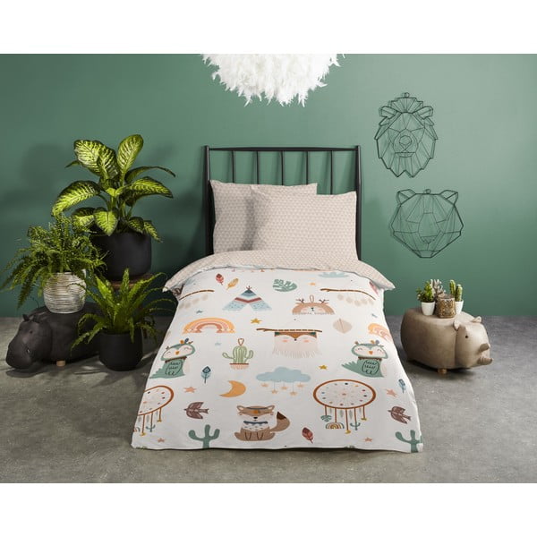 Set copripiumino e federa da bambini beige in cotone per letto singolo 140x200 cm Remi – Good Morning-image-1