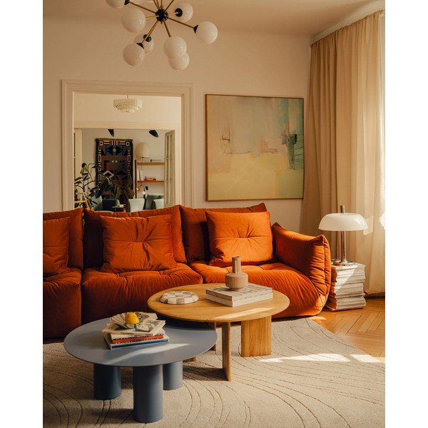 Tavolino da salotto rotondo di colore naturale in rovere massiccio ø 90 cm Charlotte – Micadoni -image-2