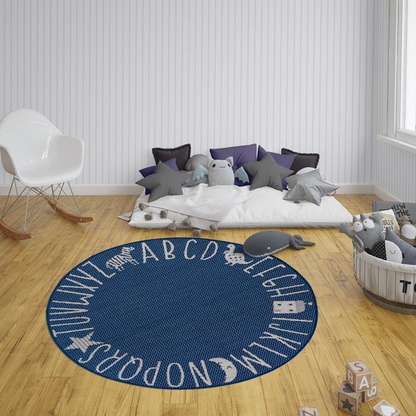 Tappeto blu per bambini Lettere, ø 160 cm - Ragami-image-1