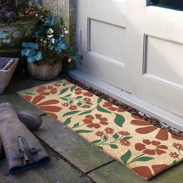 Zerbino in fibre di cocco 40x120 cm Red & Green Floral – Artsy Doormats-image-1