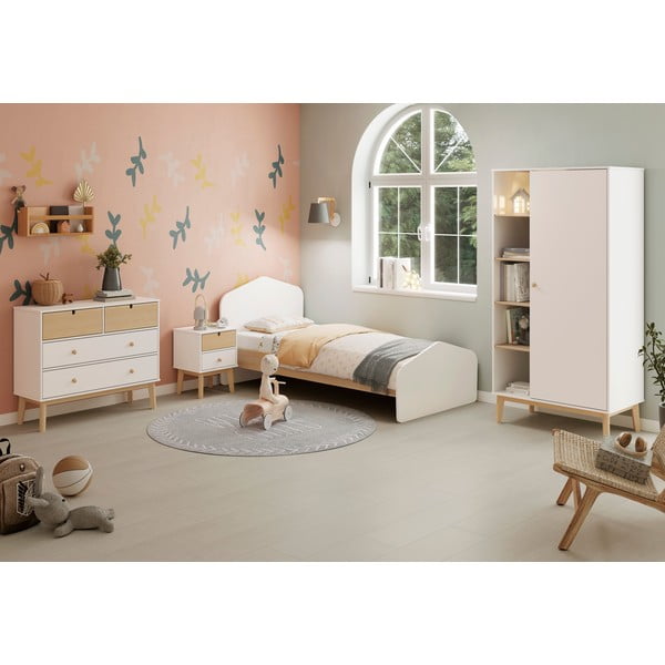 Letto per bambini bianco/naturale in pino 90x190 cm Estefania - Marckeric-image-1