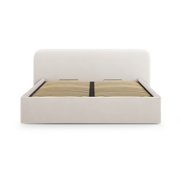 Letto matrimoniale imbottito avorio con contenitore e rete inclusi 200x200 cm Elizabeth – Micadoni -image-4