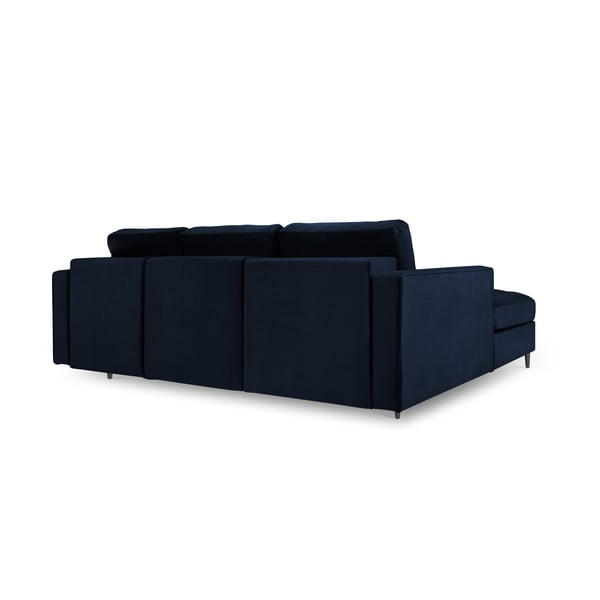 Divano letto angolare in velluto blu, angolo sinistro Santo - Milo Casa-image-3