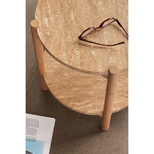 Tavolino rotondo con piano in pietra ø 43 cm Trava - Hübsch-image-4