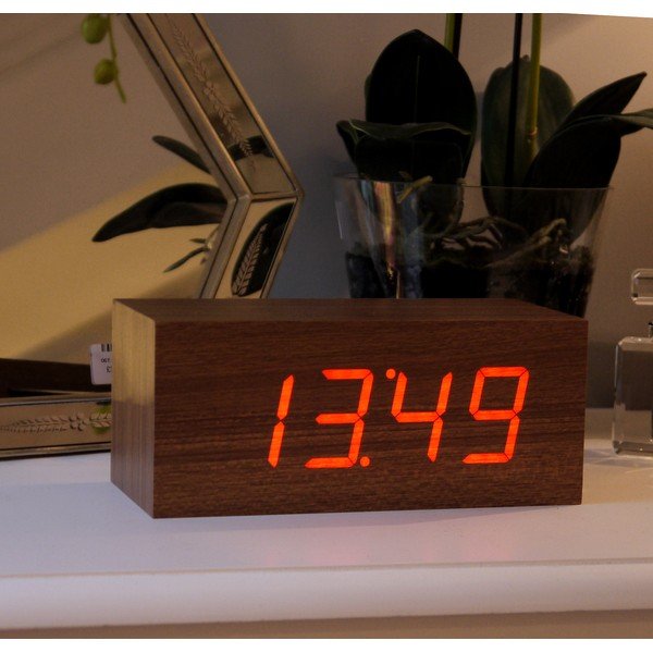 Červený LED budík Large, teak-image-1