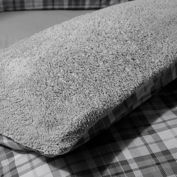 Set copripiumino e federa grigio in sherpa per letto matrimoniale 200x200 cm Cosy Sherpa Check – Catherine Lansfield-image-3