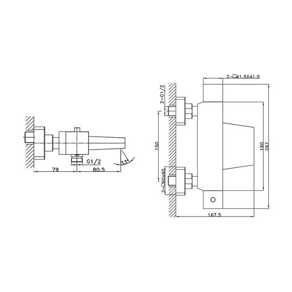 Rubinetto per vasca da bagno in argento lucido da parete (con una uscita) Latus – Sapho-image-1