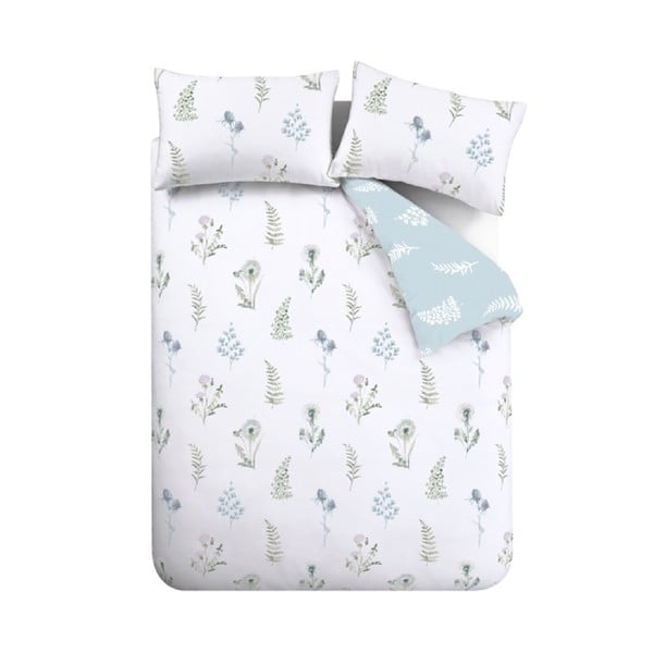 Biancheria da letto in cotone egiziano bianco e blu , 135 x 200 cm Meadow Flowers - Bianca